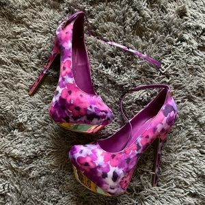 Purple floral pumps